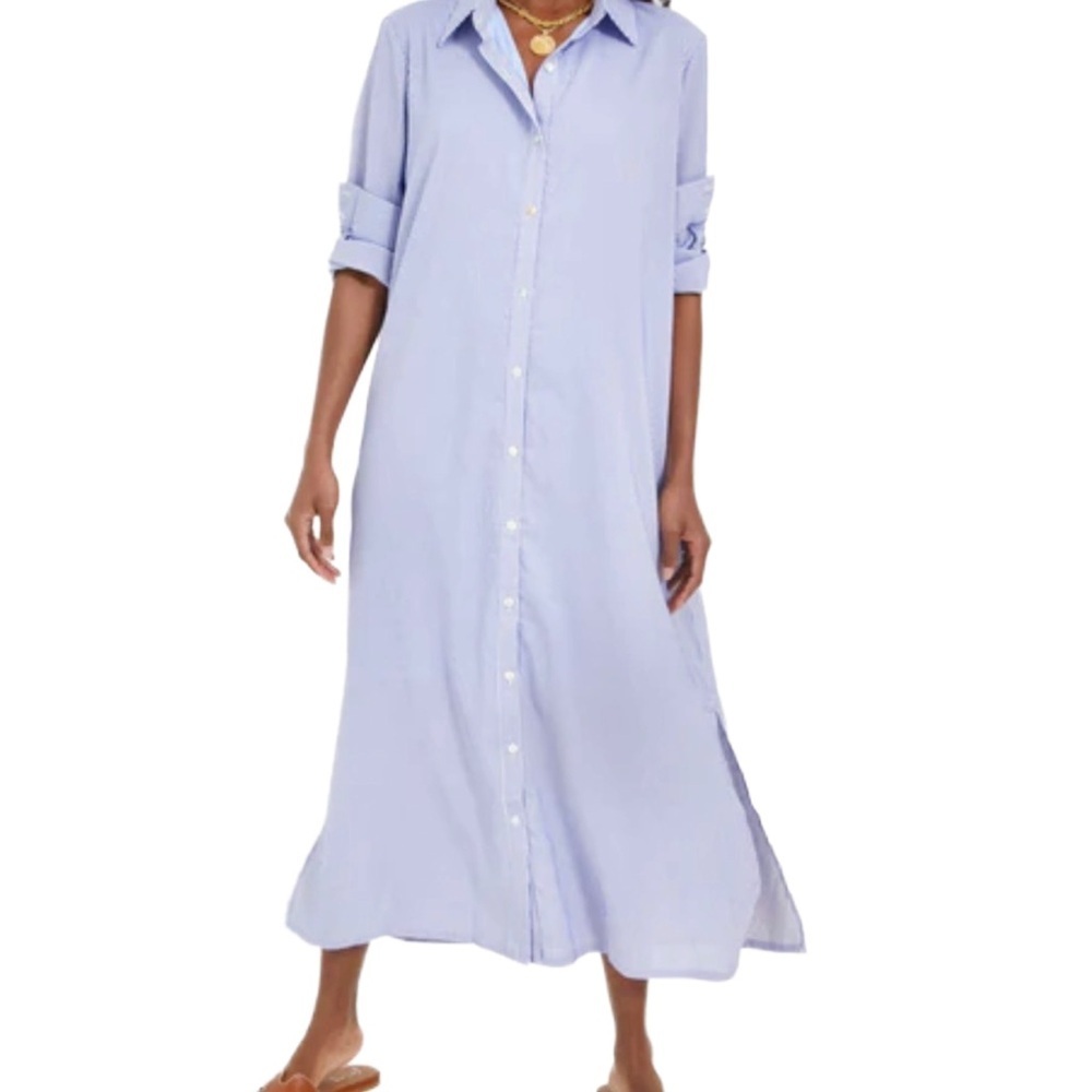 Pomander Place Blue/ White Griffin Dress Maxi Button Down Sz XL